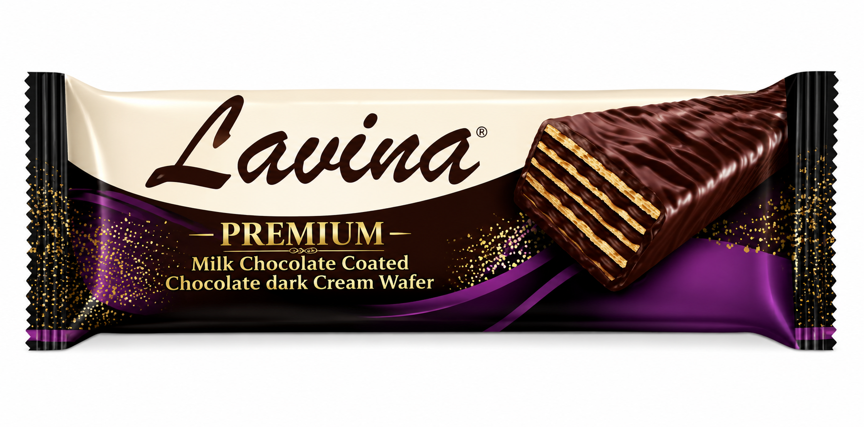 Lavina Premium Milk Chocolate Coated Dark Cream Wafer Lavina Premium Milk Chocolate Coated Dark Cream Wafer