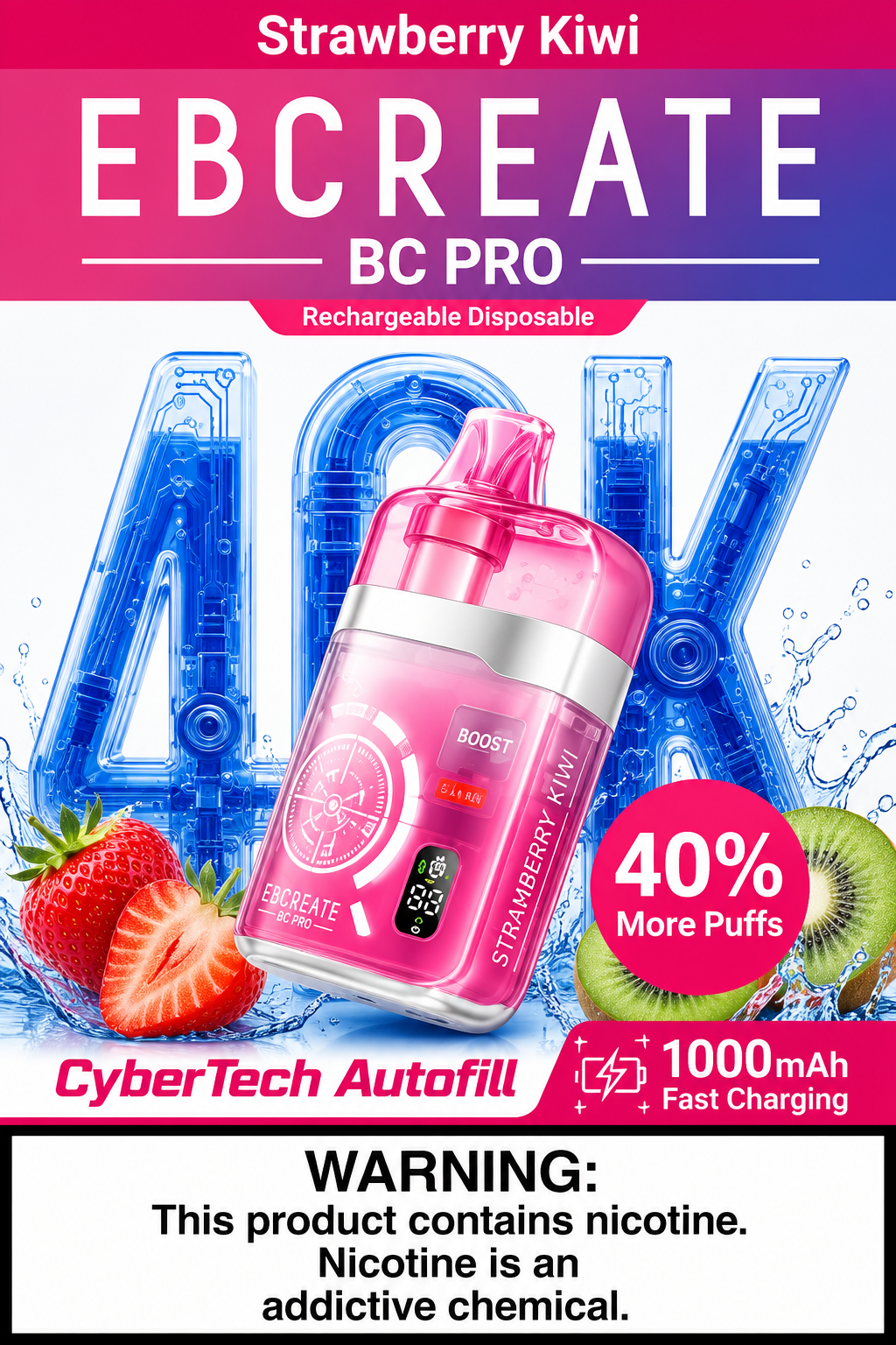 EBCREATE BC PRO Strawberry Kiwi 40K EBCREATE BC PRO Strawberry Kiwi 40K