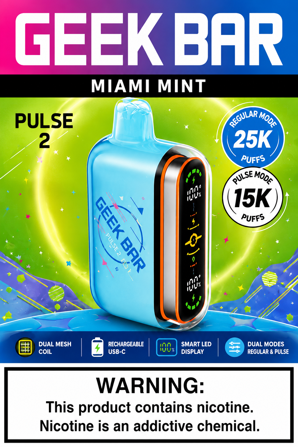 Geek Bar Pulse 2 Miami Mint Geek Bar Pulse 2 Miami Mint