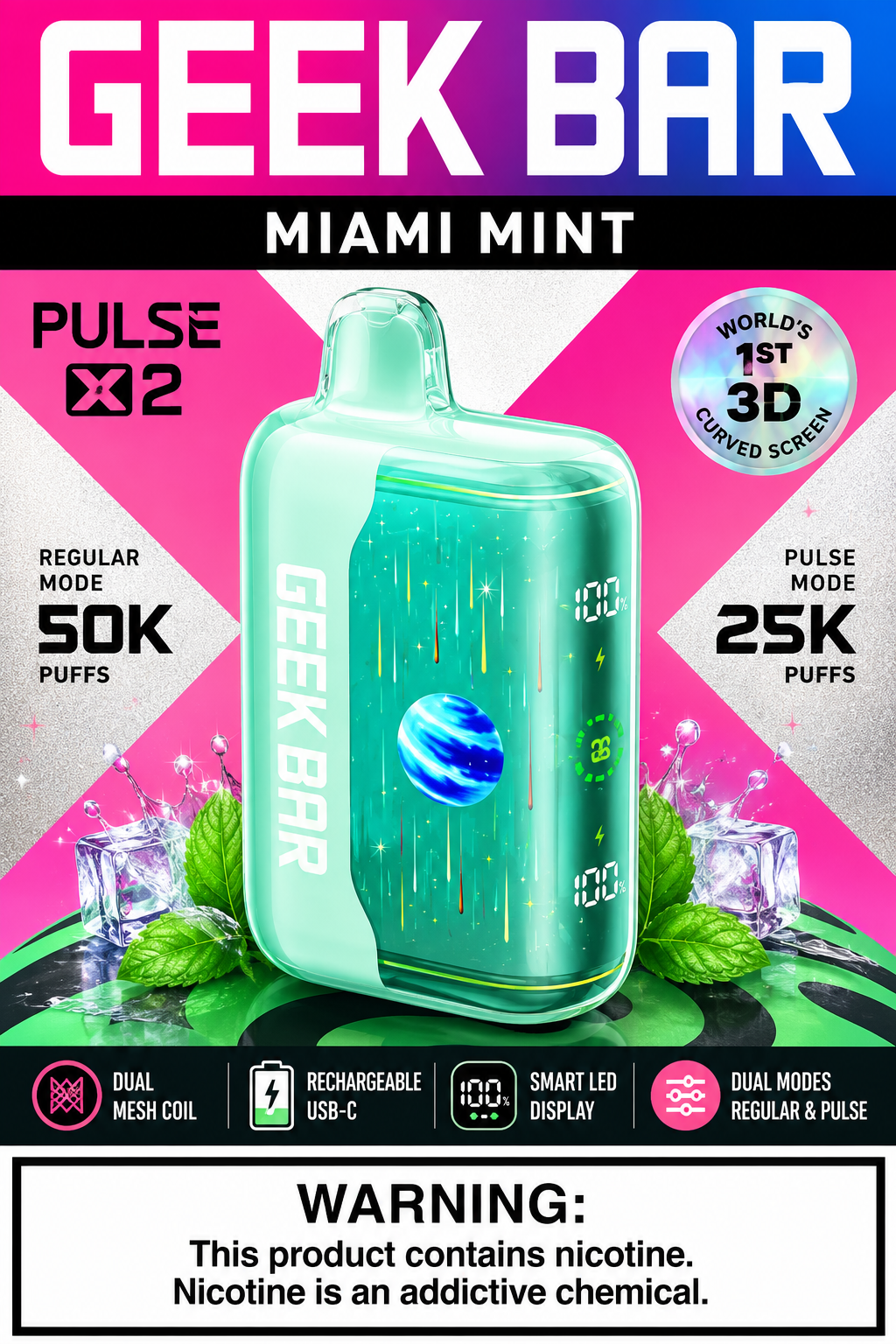 Geek Bar Pulse X2 Miami Mint Geek Bar Pulse X2 Miami Mint