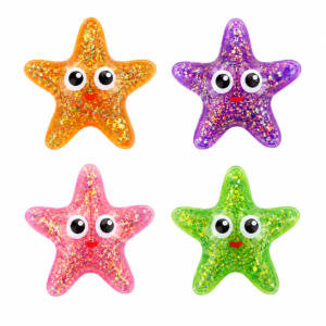 Glitter Star Squishy Toy – Colorful Sensory Star with Cute Eyes