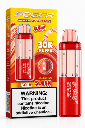 FOGER Switch Pro Cola Slush 30K delivers a classic cola-inspired taste with a cool slushy finish. Features up to 30K puffs, dual mesh coil, 850mAh rechargeable battery and Type-C charging.