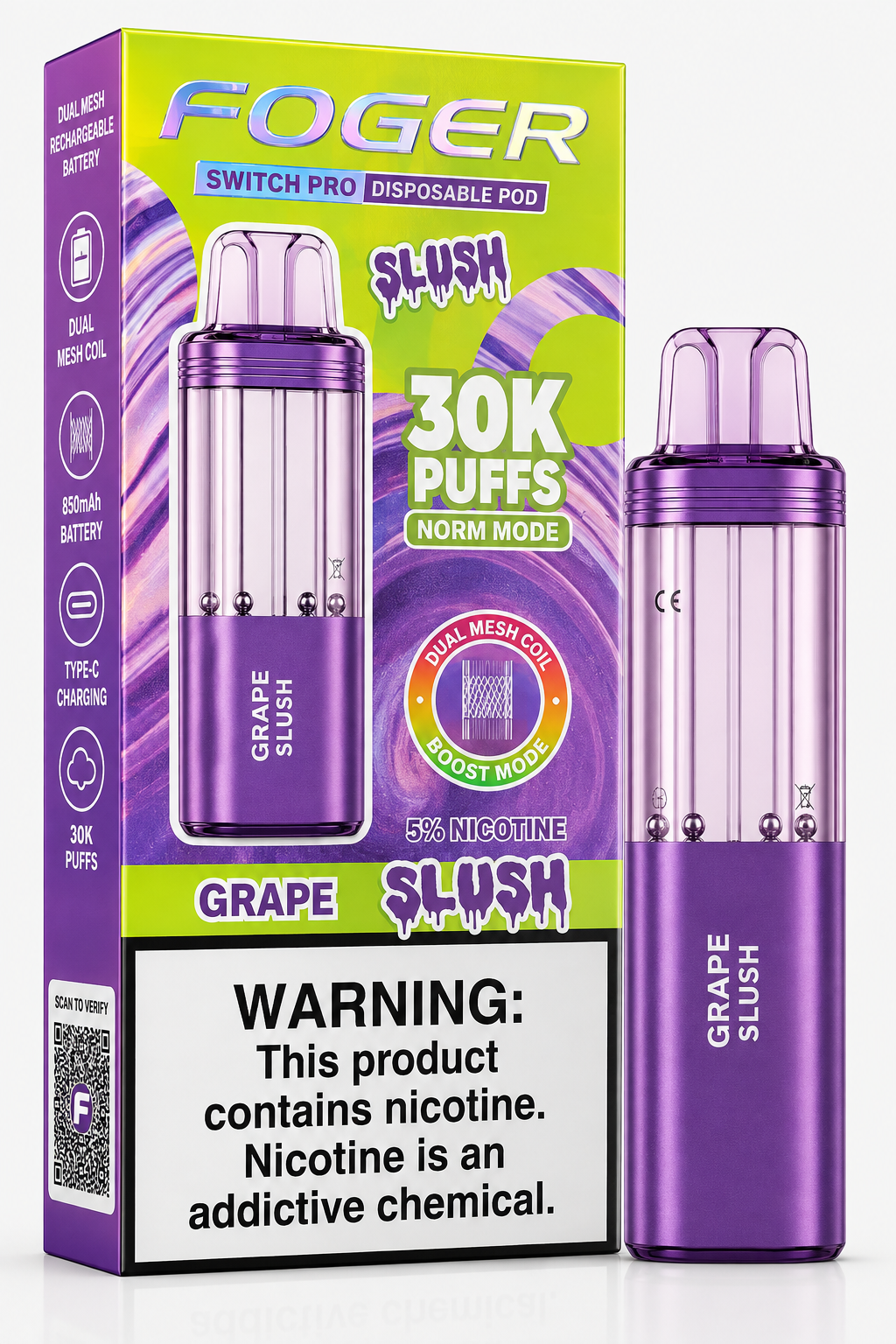FOGER Grape Slush 30K Puffs Disposable Pod | Switch Pro FOGER Grape Slush 30K Puffs Disposable Pod | Switch Pro