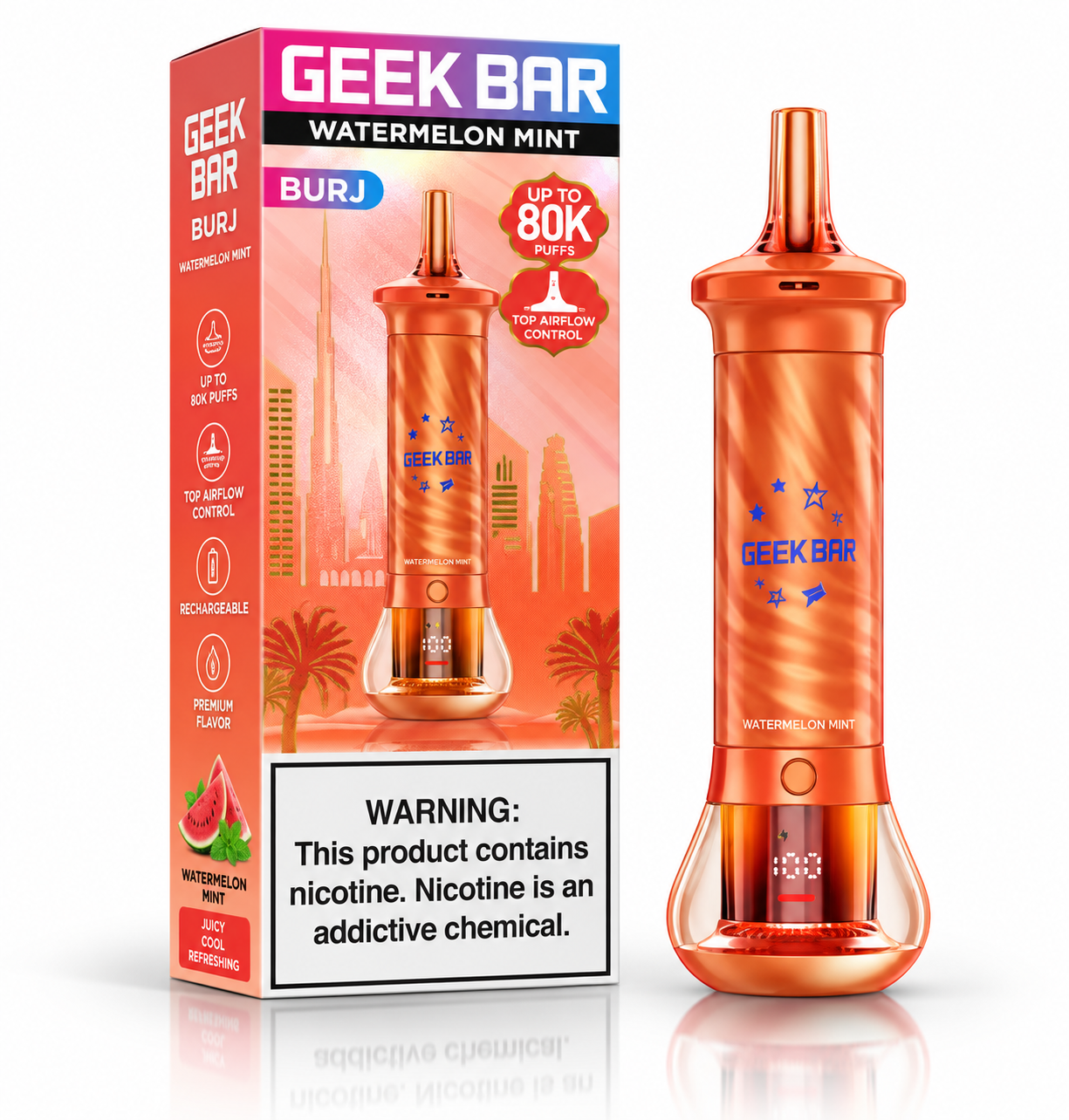 Geek Bar Burj 80K Disposable Vape β Watermelon Mint Geek Bar Burj 80K Disposable Vape β Watermelon Mint