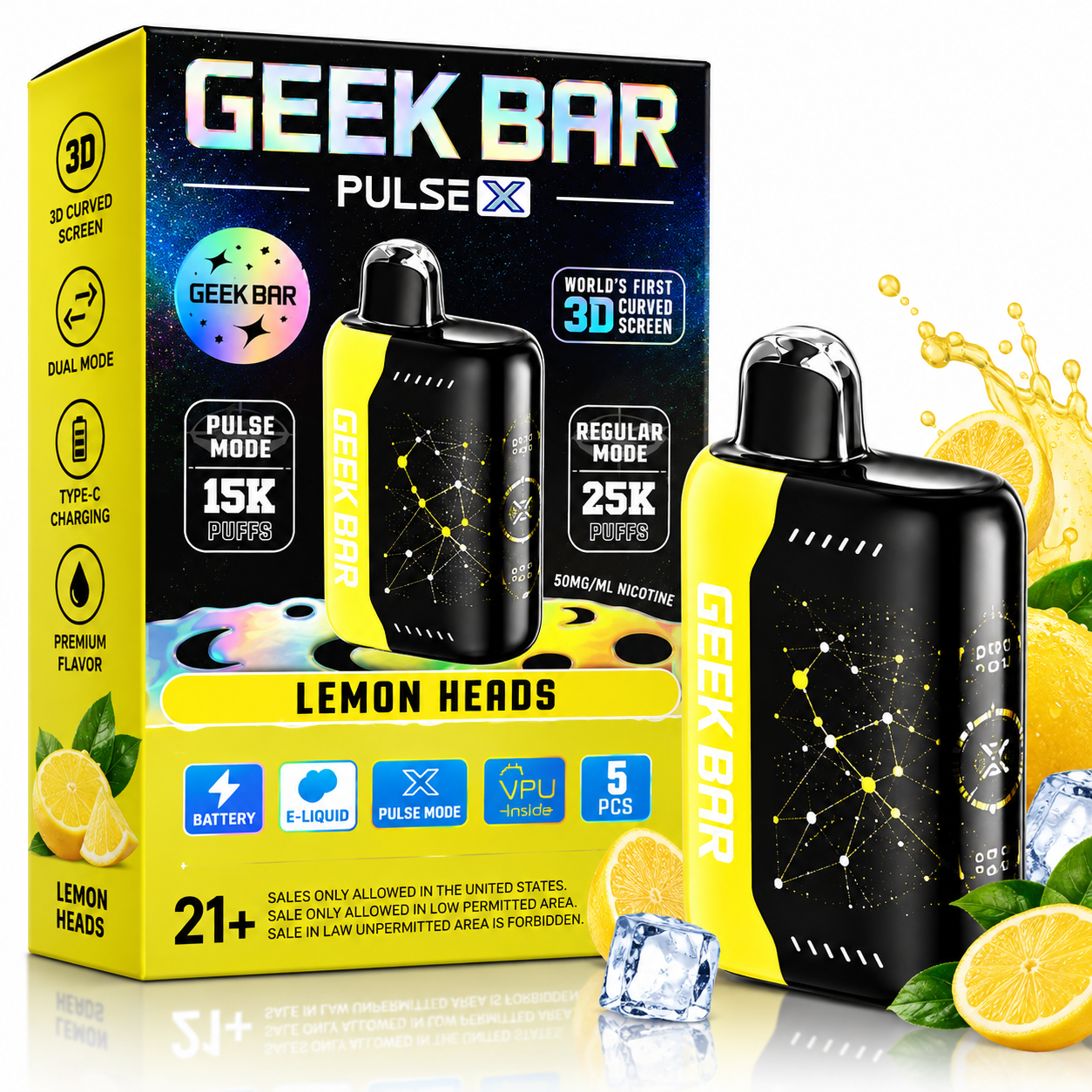 Geek Bar Pulse X 25K Disposable Vape β Lemon Heads Geek Bar Pulse X 25K Disposable Vape β Lemon Heads