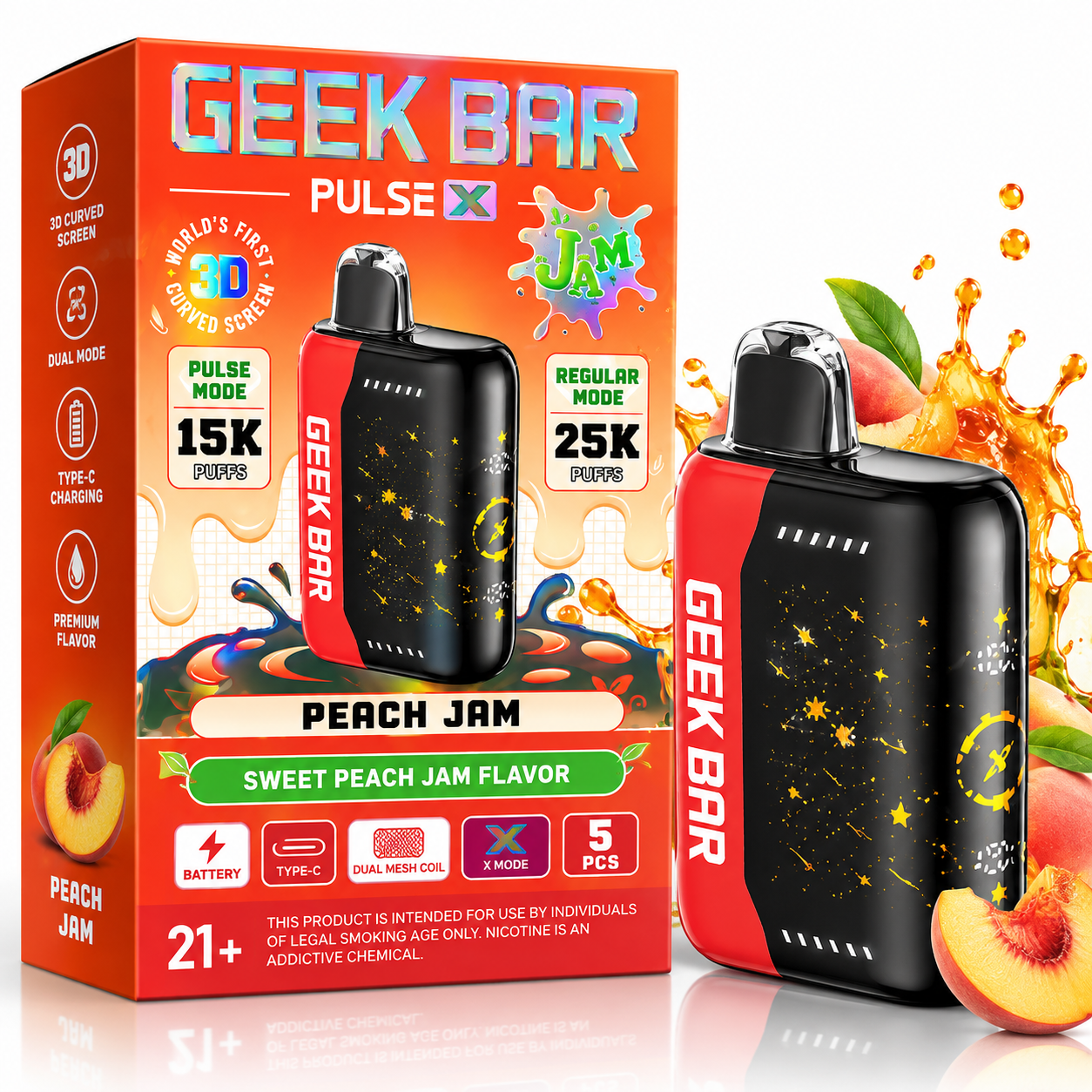 Geek Bar Pulse X 25K Disposable Vape β Peach Jam Geek Bar Pulse X 25K Disposable Vape β Peach Jam