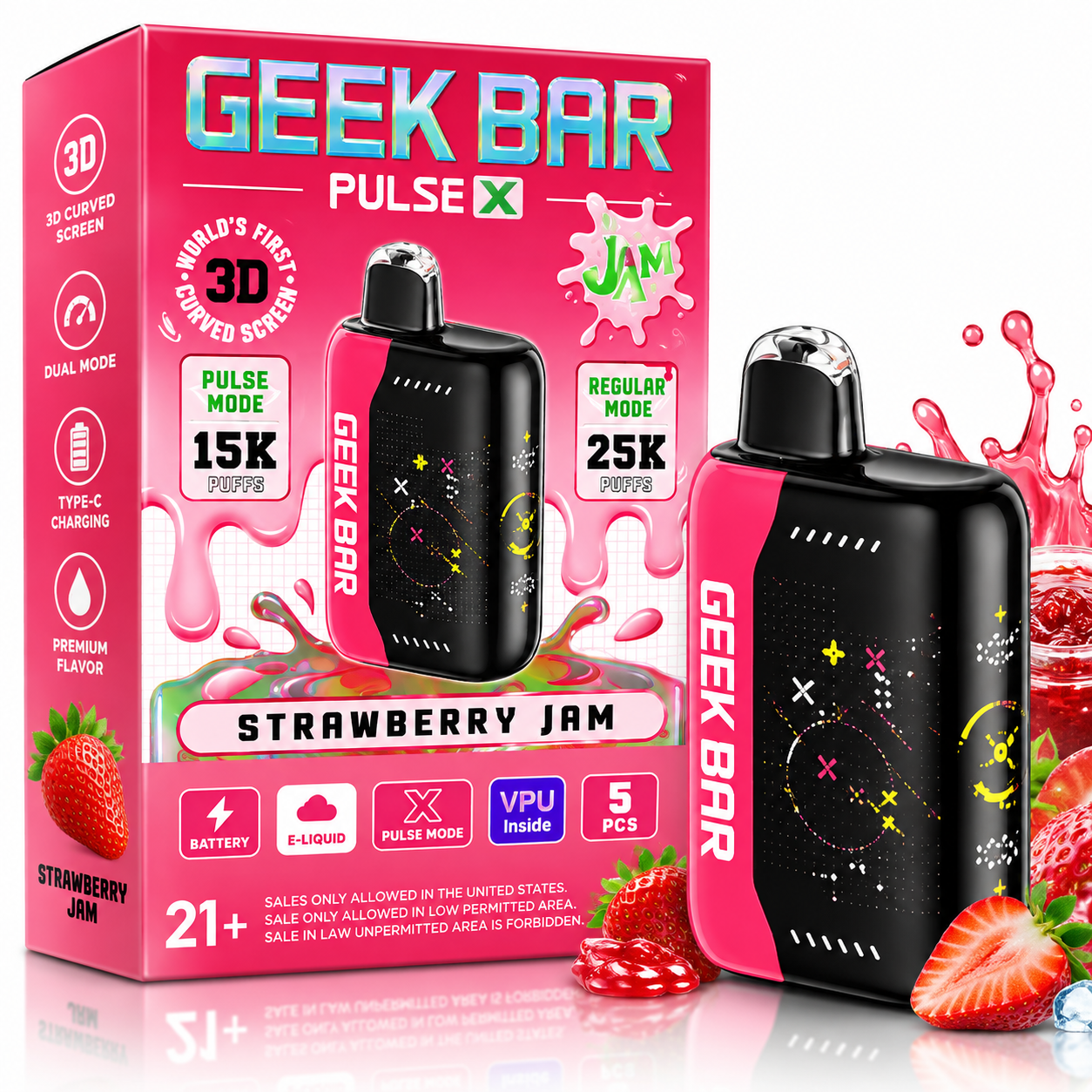 Geek Bar Pulse X 25K Disposable Vape β Strawberry Jam Geek Bar Pulse X 25K Disposable Vape β Strawberry Jam
