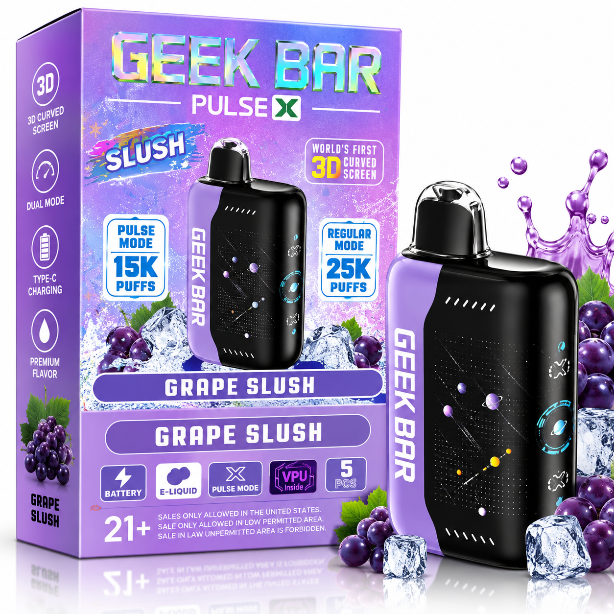 Geek Bar Pulse X 25K Disposable Vape β Grape Slush Geek Bar Pulse X 25K Disposable Vape β Grape Slush