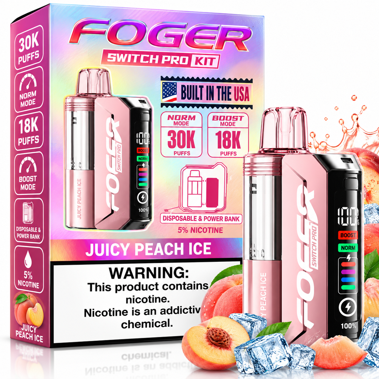 Foger Switch Pro Kit 30K Disposable Vape β Juicy Peach Ice Foger Switch Pro Kit 30K Disposable Vape β Juicy Peach Ice