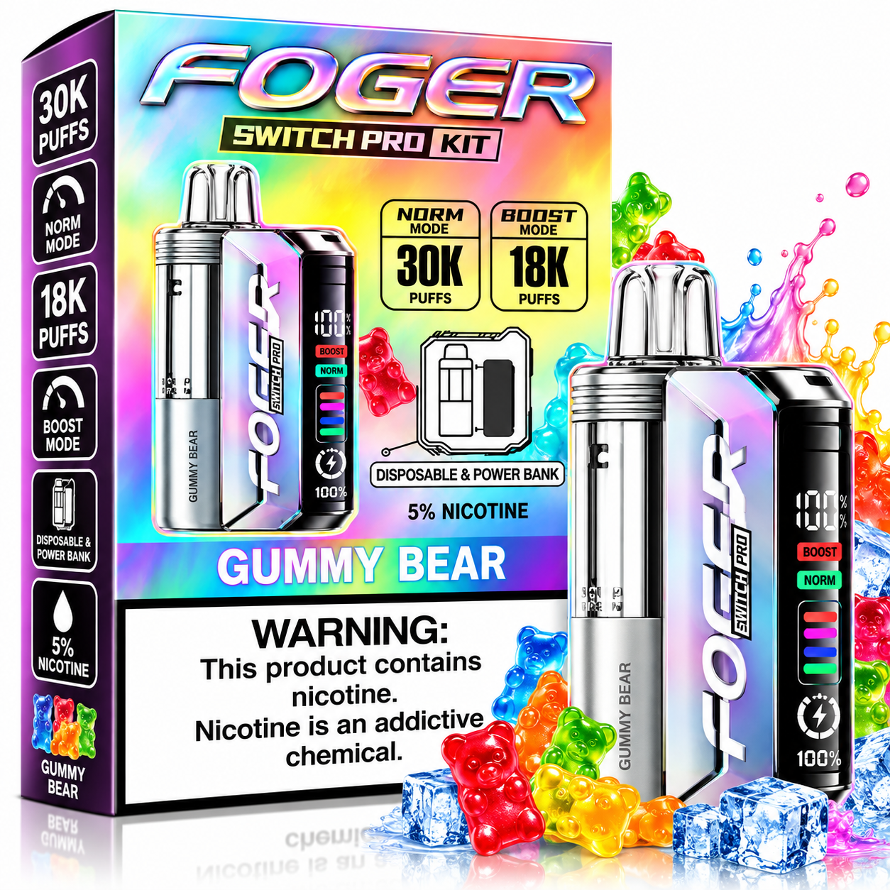 201 Gummy Bear Foger Switch Pro Kit 30K Disposable Vape - Image 1