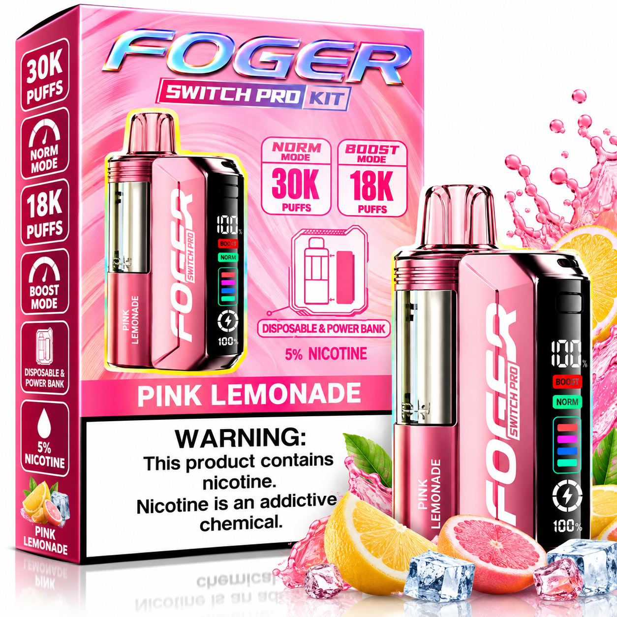 202 Pink Lemonade Foger Switch Pro Kit 30K Disposable Vape - Image 1