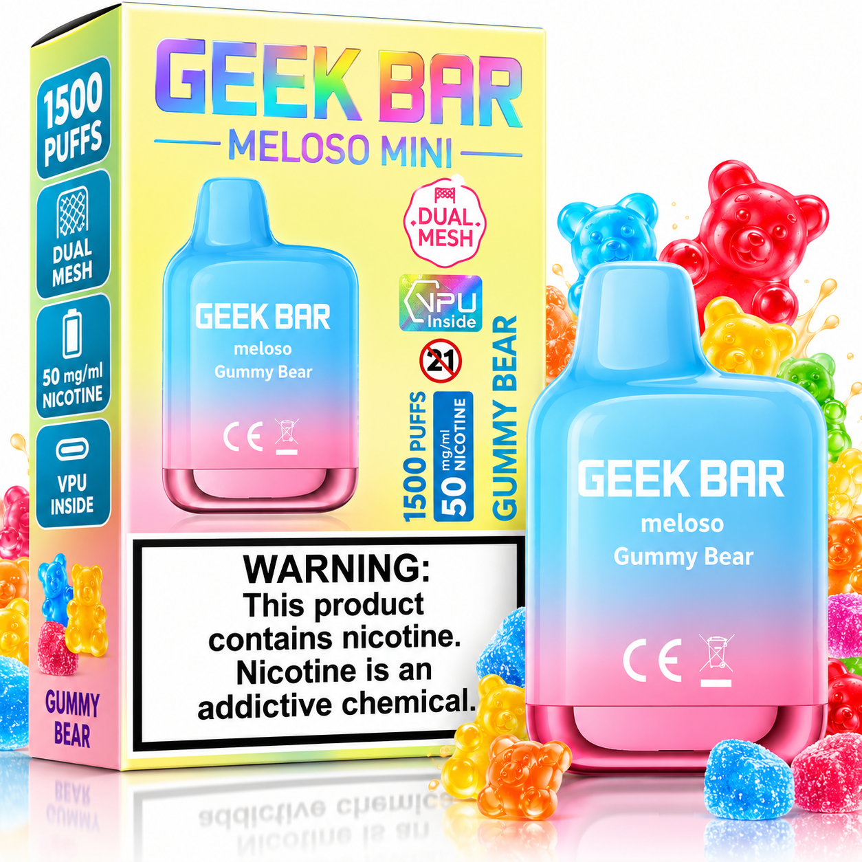 Geek Bar Meloso Mini 1500 Puffs β Gummy Bear Geek Bar Meloso Mini 1500 Puffs β Gummy Bear