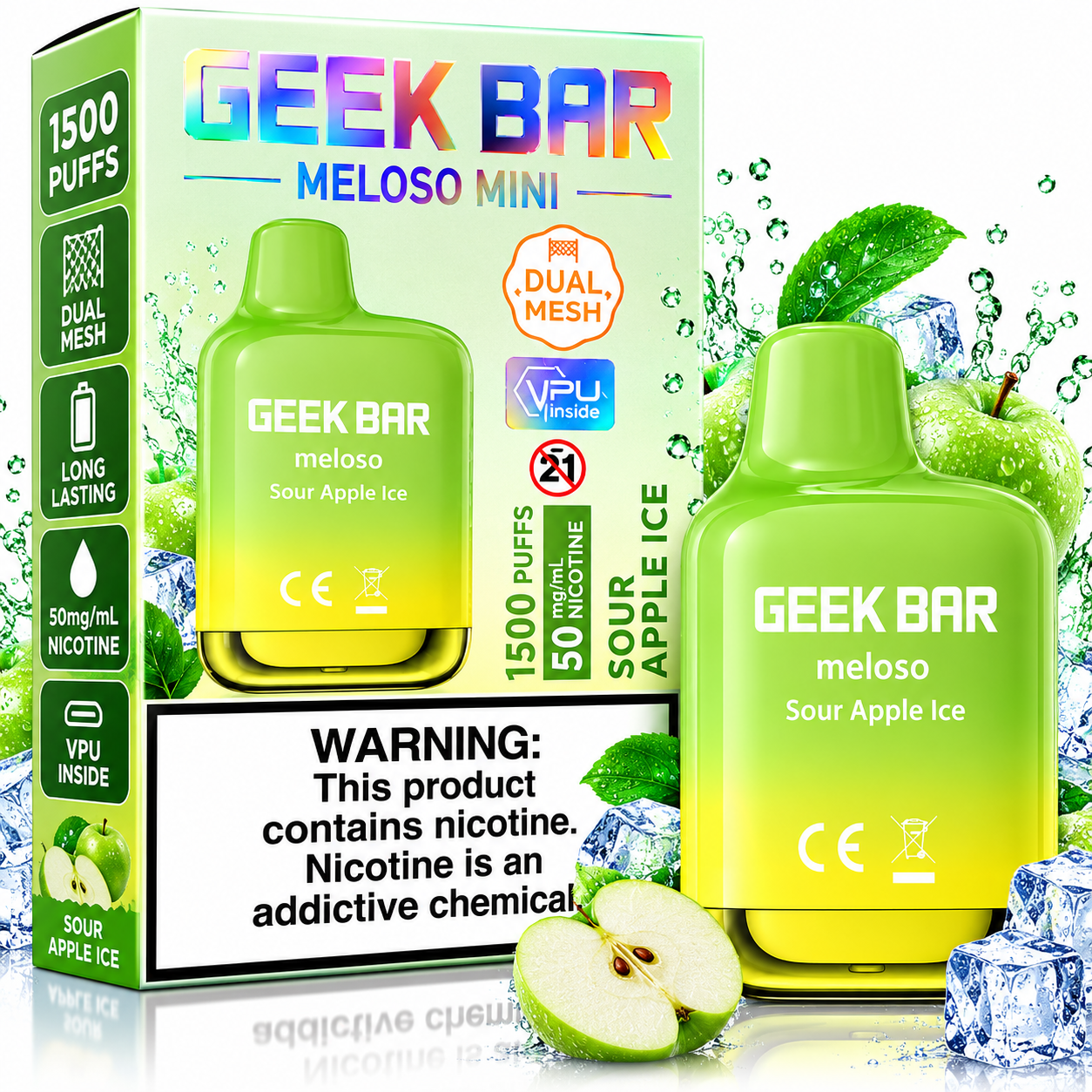 Geek Bar Meloso Mini 1500 Puffs Disposable Vape β Sour Apple Ice Geek Bar Meloso Mini 1500 Puffs Disposable Vape β Sour Apple Ice