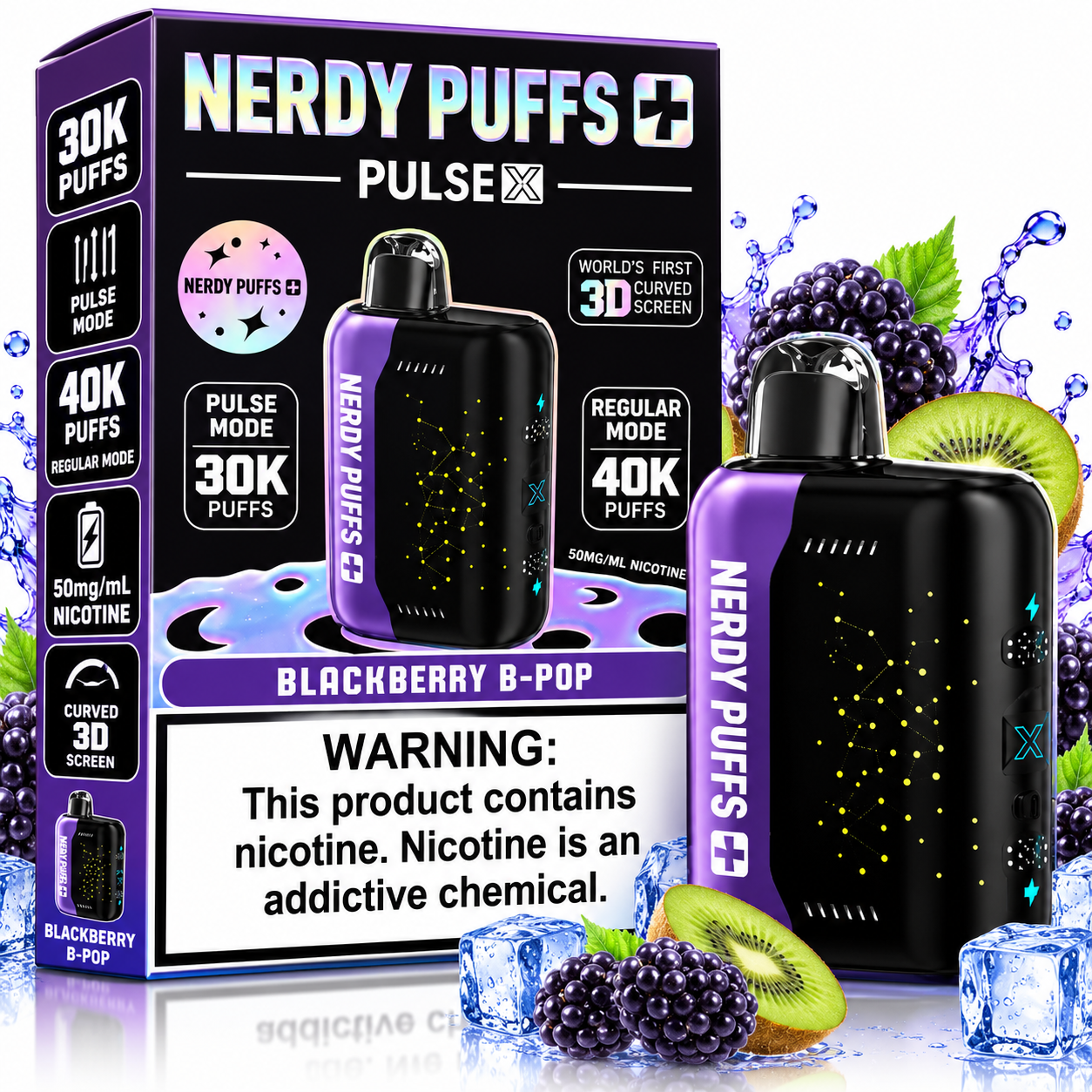 Blackberry B-Pop Nerdy Puffs Pulse X 40K Disposable Vape Blackberry B-Pop Nerdy Puffs Pulse X 40K Disposable Vape