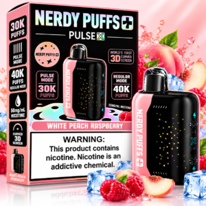 Nerdy Puffs Pulse X 40K Disposable Vape – White Peach Raspberry