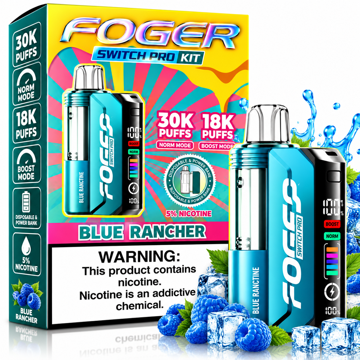 60.4 Blue Rancher Foger Switch Pro Kit 30K Disposable Vape - Image 1