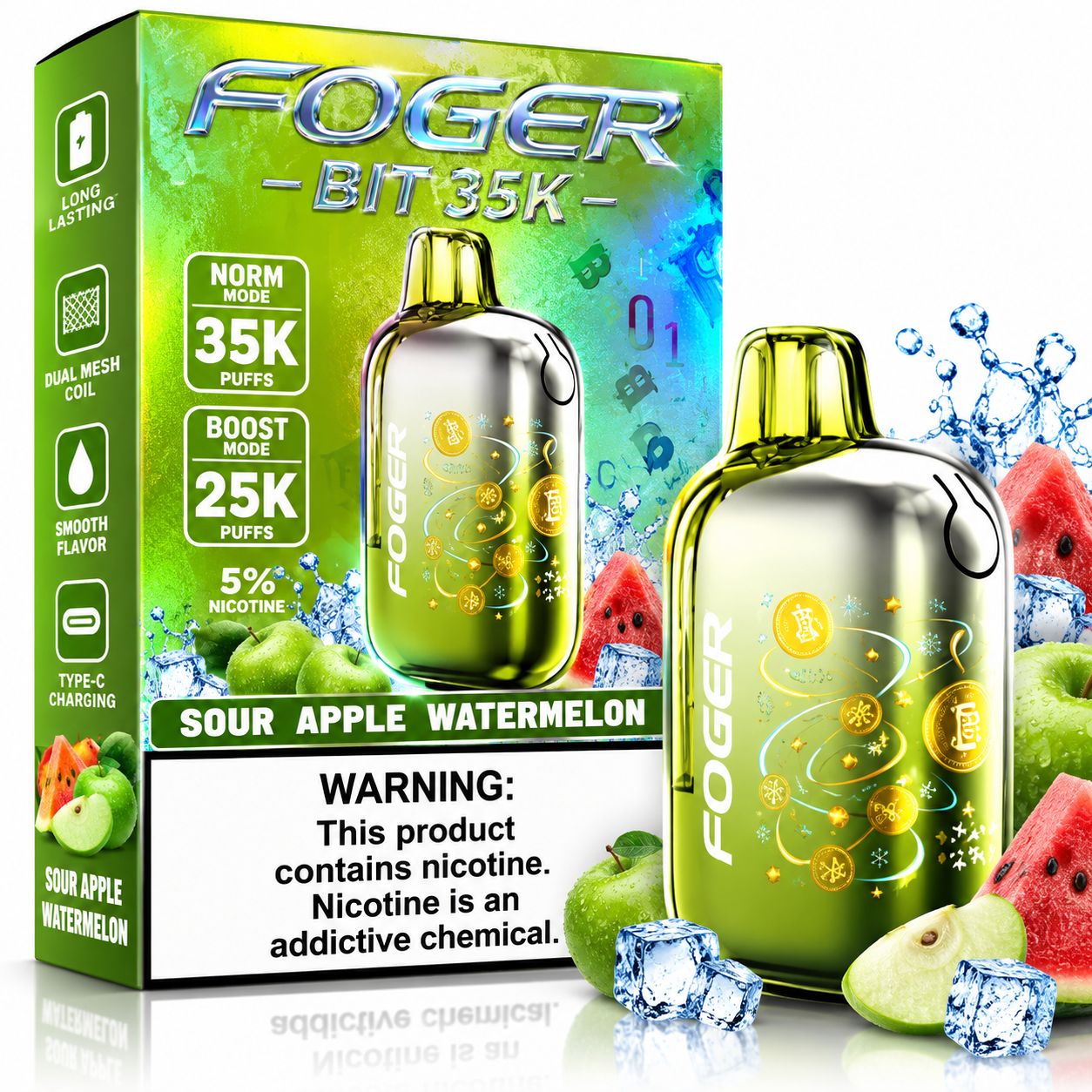 Foger Bit 35K Disposable Vape β Sour Apple Watermelon Foger Bit 35K Disposable Vape β Sour Apple Watermelon