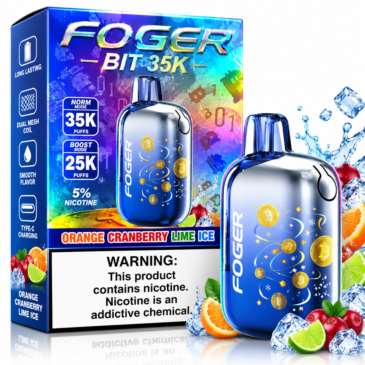 Foger Bit 35K Disposable Vape β Orange Cranberry Lime Ice Foger Bit 35K Disposable Vape β Orange Cranberry Lime Ice