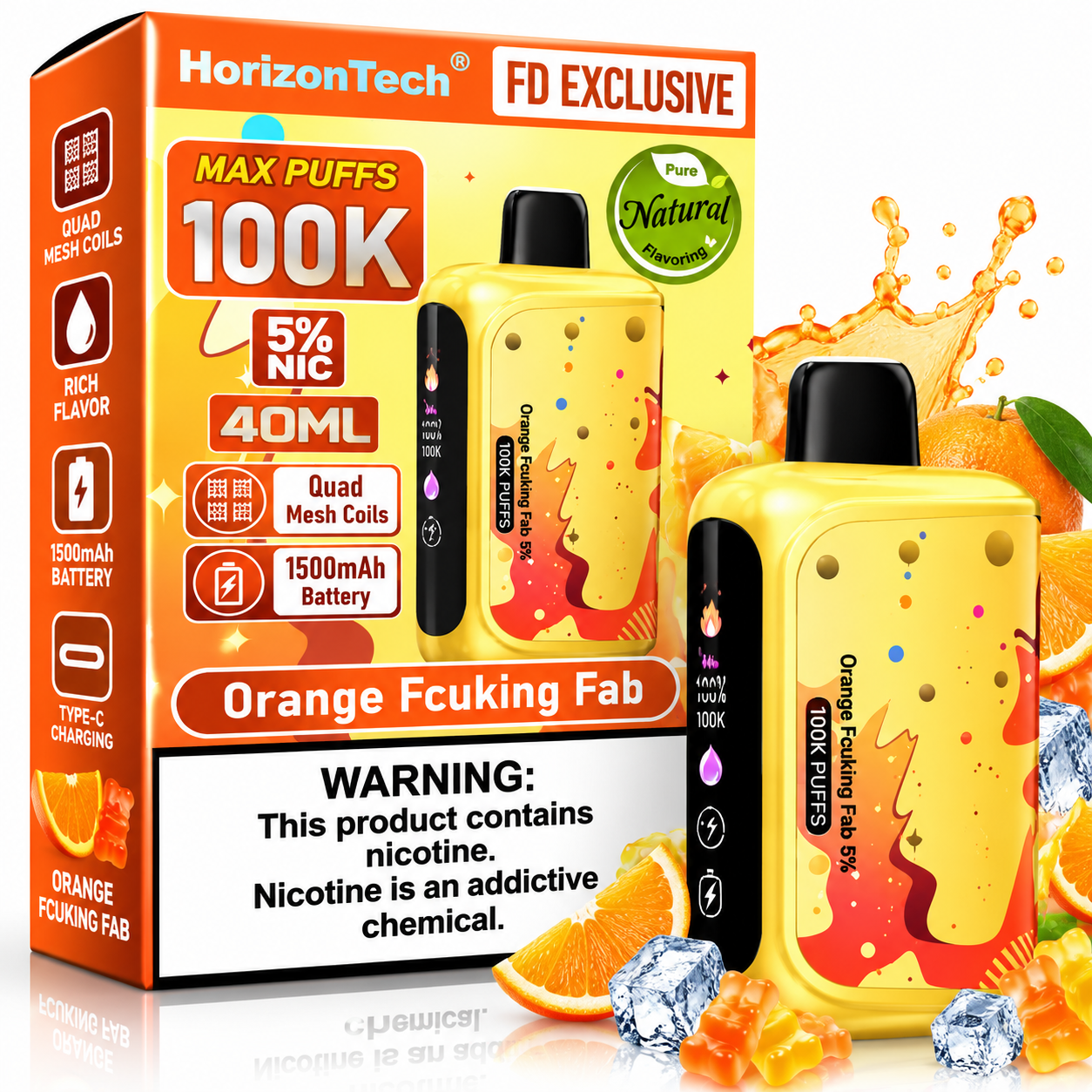 HorizonTech 100K Disposable Vape – Orange Fcuking Fab (FD Exclusive) HorizonTech 100K Disposable Vape – Orange Fcuking Fab (FD Exclusive)