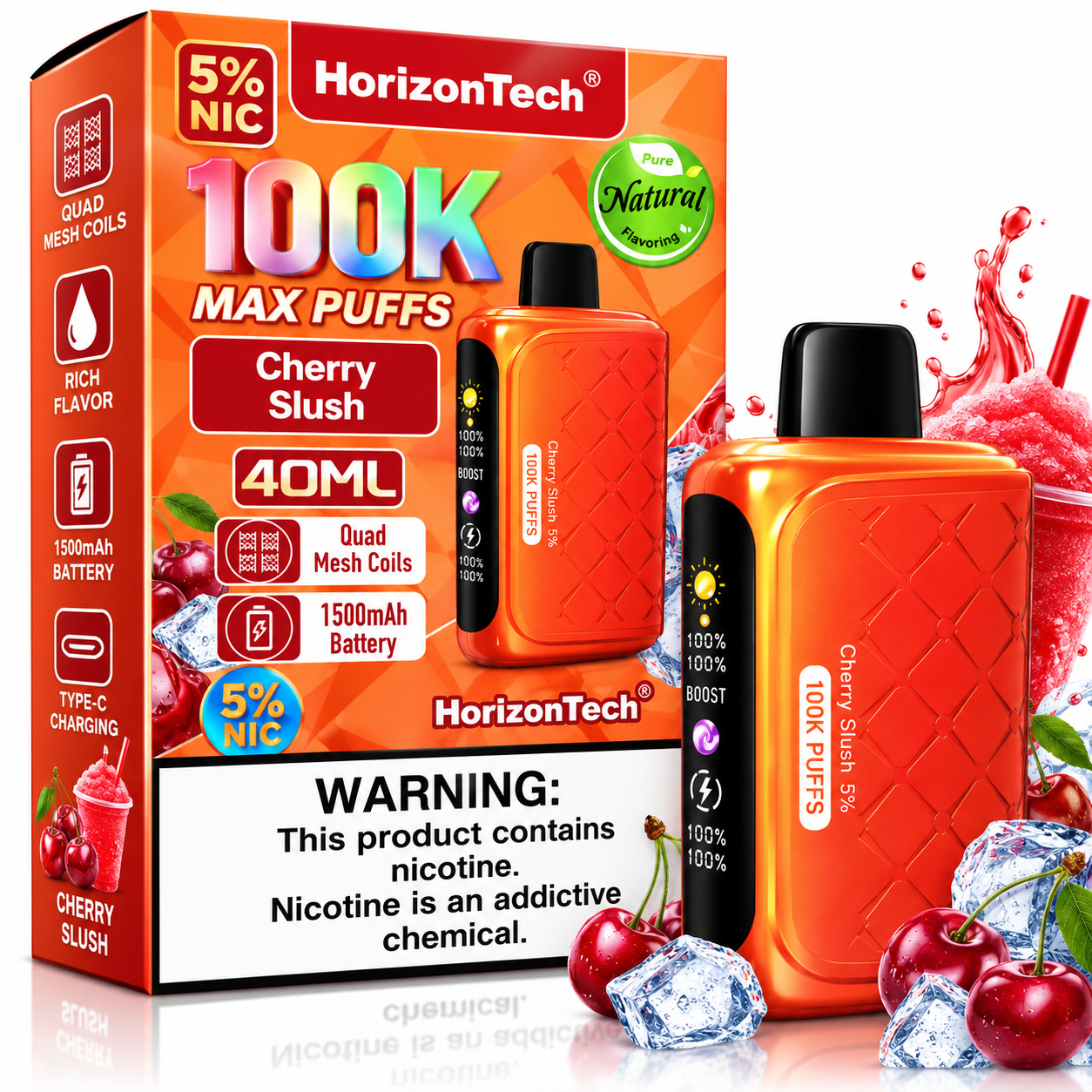 Cherry Slush HorizonTech 100K Disposable Vape Cherry Slush HorizonTech 100K Disposable Vape