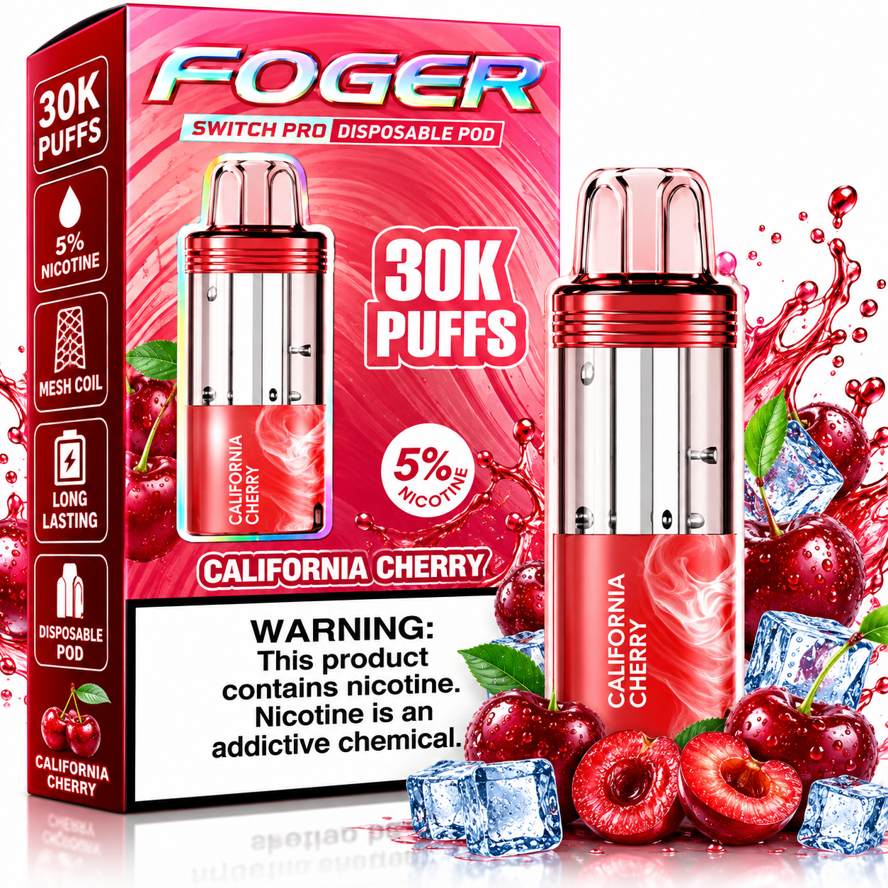 621 Foger Switch Pro 30K Disposable Pod β California Cherry - Image 1