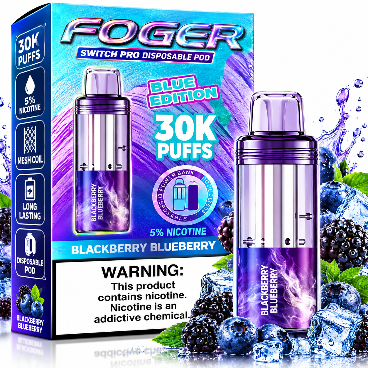 623 Foger Switch Pro 30K Disposable Pod β Blackberry Blueberry - Image 1