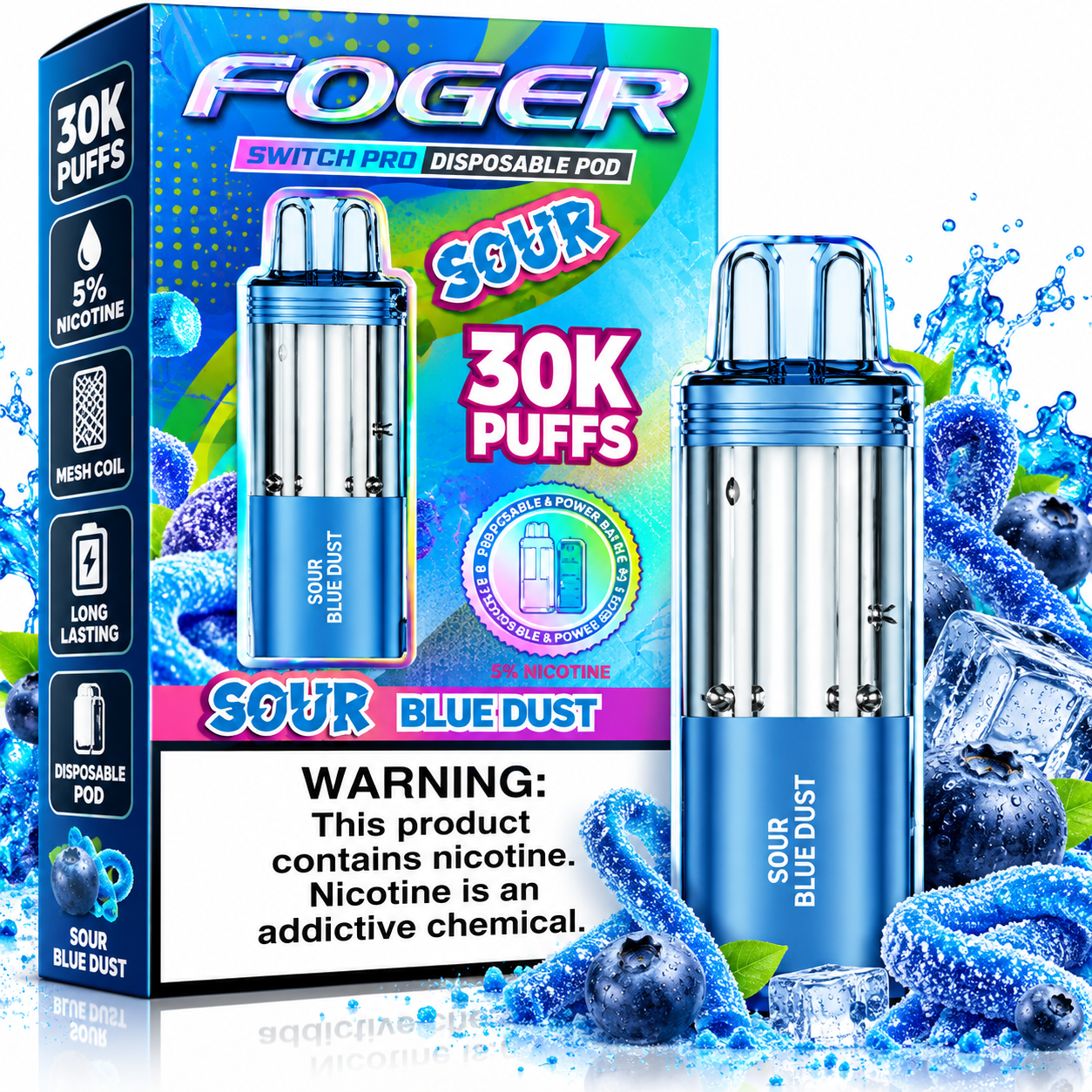 632 Foger Switch Pro 30K Disposable Pod β Sour Blue Dust - Image 1
