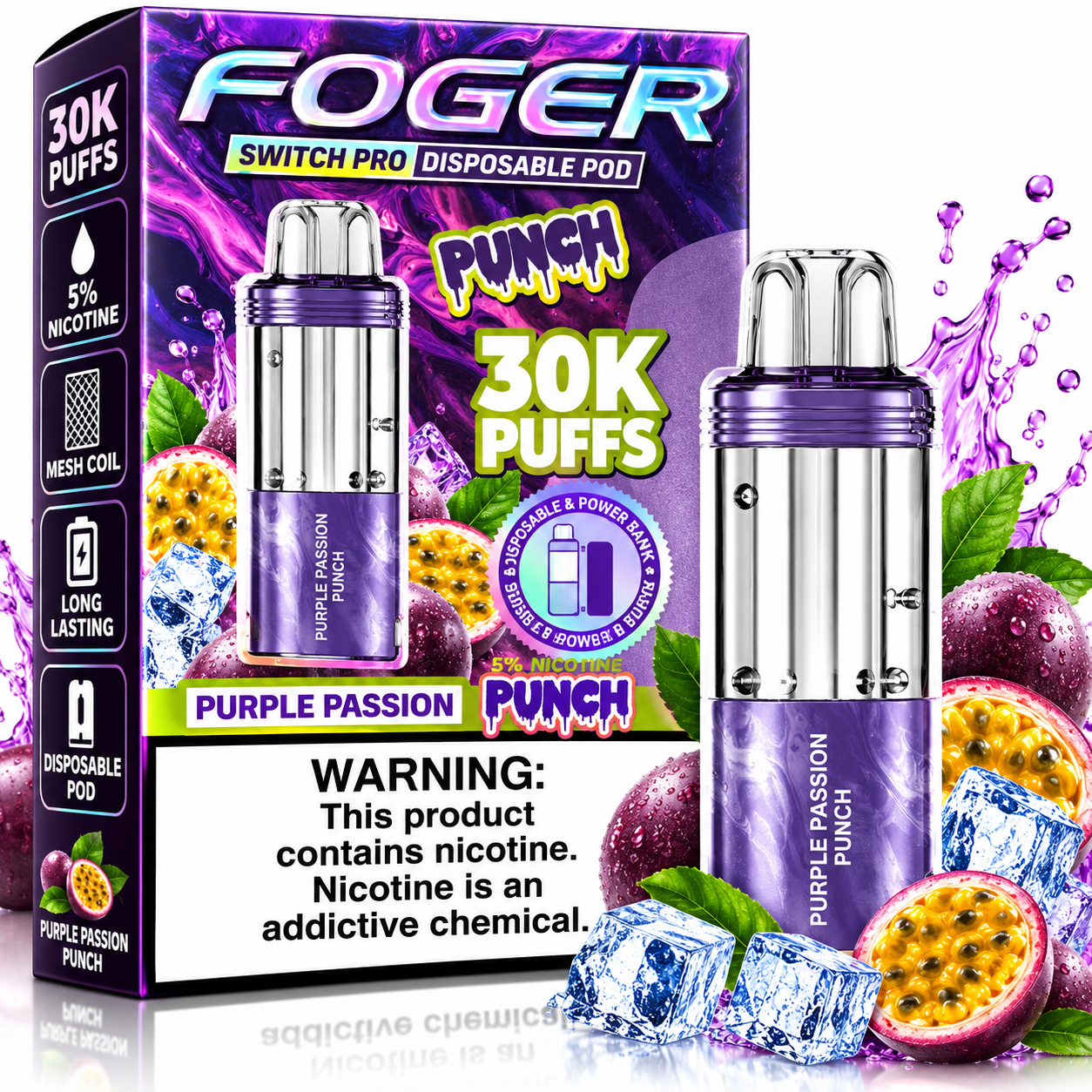 641 Foger Switch Pro 30K Disposable Pod β Purple Passion Punch - Image 1