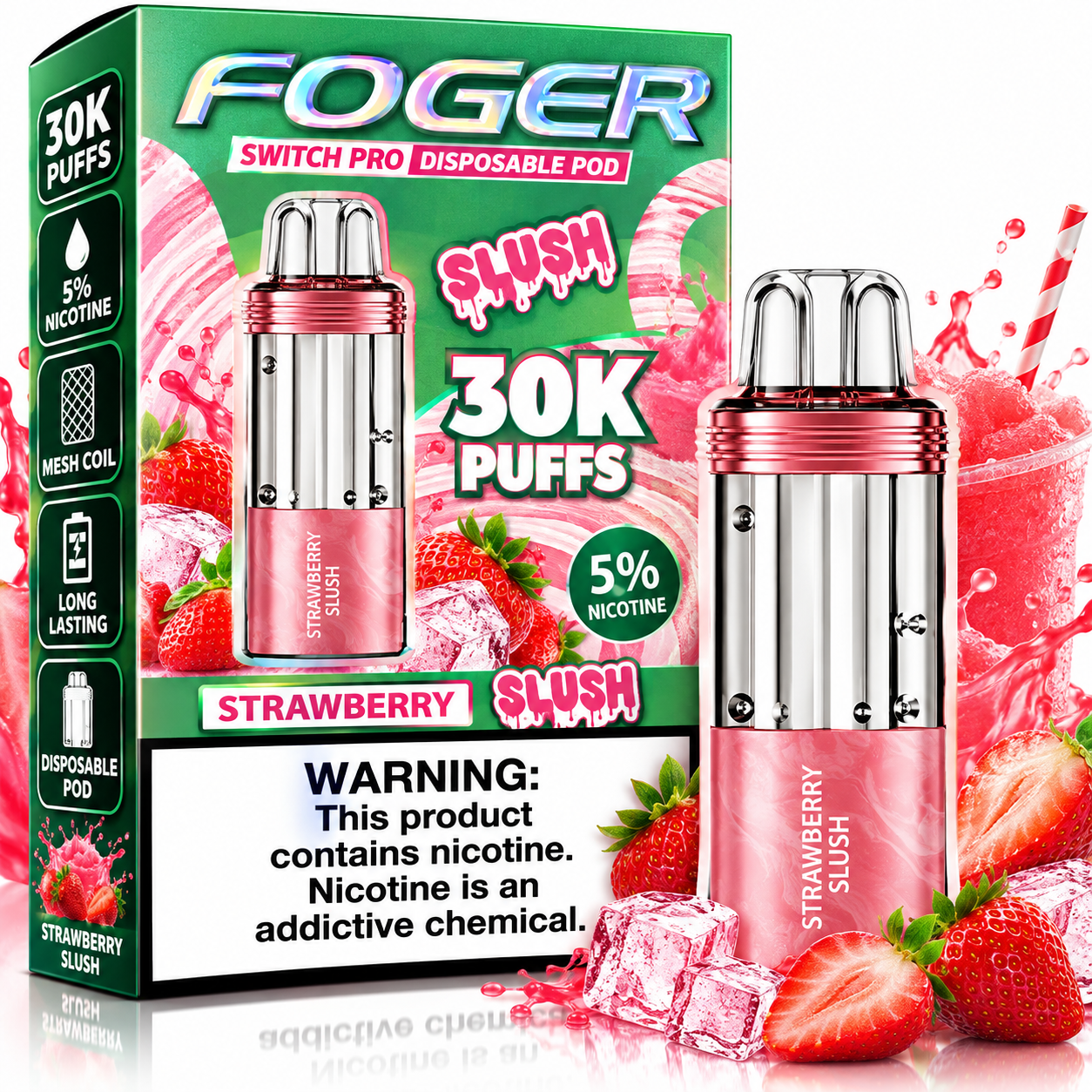 643 Foger Switch Pro 30K Disposable Pod β Strawberry Slush - Image 1