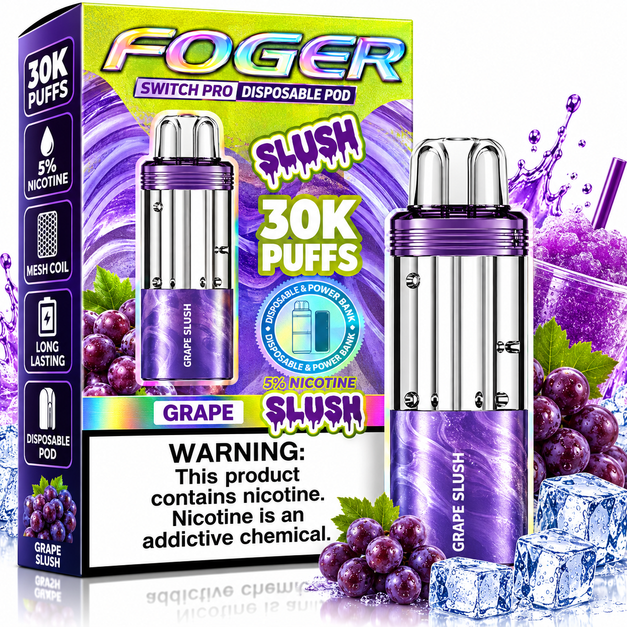 645 Foger Switch Pro 30K Disposable Pod β Grape Slush - Image 1