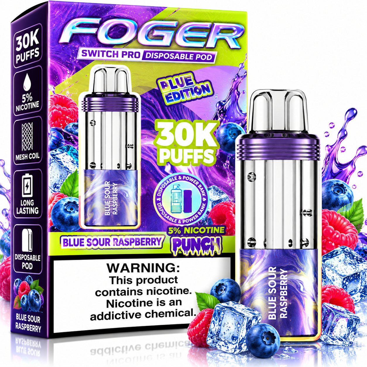 646 Foger Switch Pro 30K Disposable Pod β Blue Sour Raspberry - Image 1