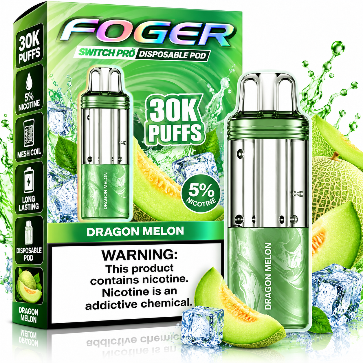652 Foger Switch Pro 30K Disposable Pod β Dragon Melon - Image 1